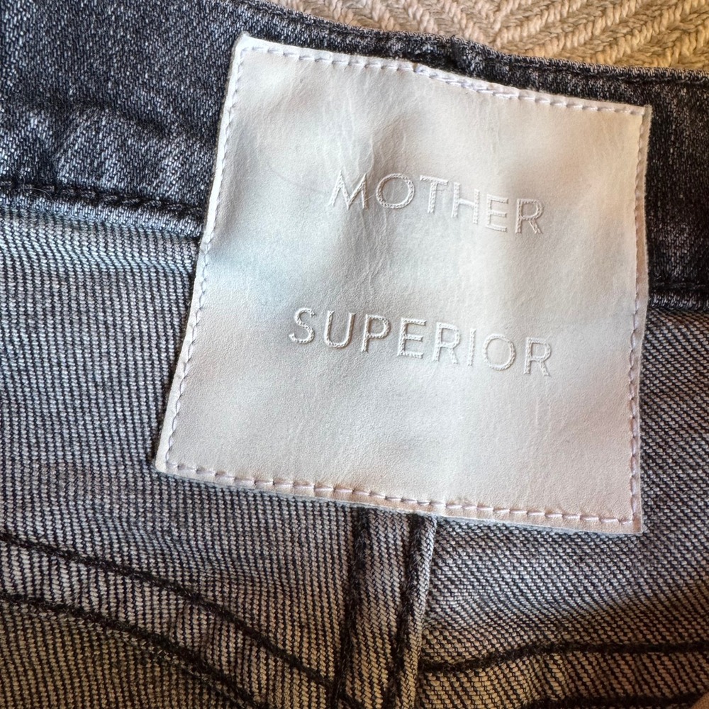Mother High Waisted Hiker Hover Jeans Midnights With Molly Faded Black Size 26 - Picture 11 of 13